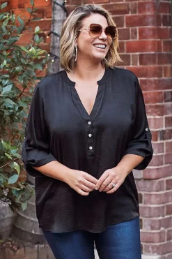 Shop Carolina Tuscany Mid Sleeve Top Black