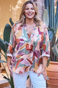 Clearance Carolina Tuscany Mid Sleeve Top Delia Print