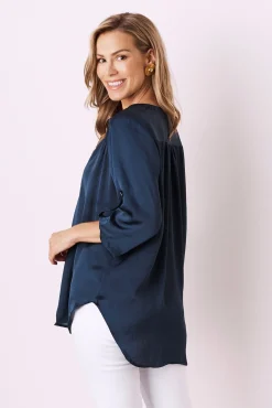 Clearance Carolina Tuscany Mid Sleeve Top Navy
