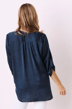 Clearance Carolina Tuscany Mid Sleeve Top Navy