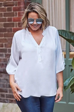 Clearance Carolina Tuscany Mid Sleeve Top White