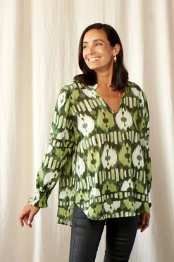 Best Carolina Tyla Print Long Sleeve Top Green