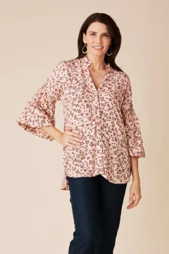 Cheap Carolina Valletta Floral Long Sleeve Top Blush