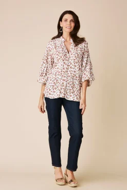 Cheap Carolina Valletta Floral Long Sleeve Top White