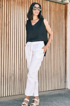 Flash Sale Carolina Zoe Linen Sleeveless Top Black