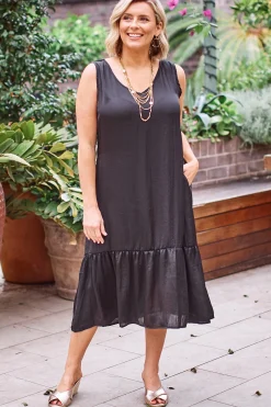 Discount Carolina Zoe V-Neck Dress Black