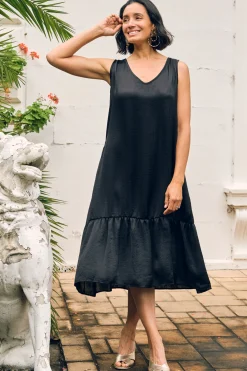 Discount Carolina Zoe V-Neck Dress Black
