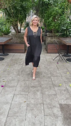 Discount Carolina Zoe V-Neck Dress Black
