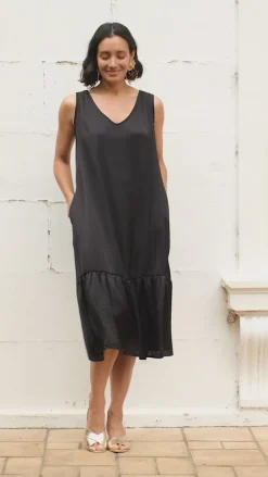 Discount Carolina Zoe V-Neck Dress Black