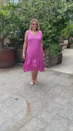 Outlet Carolina Zoe V-Neck Dress Pink